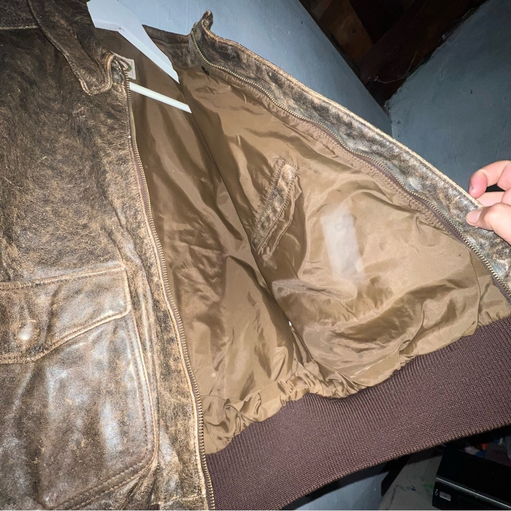 23x24 Vintage Banana Republic Leather Jacket Brown Size 40 - Picture 6 of 9